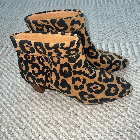 Lucky Brand Zaprika Suede Cheetah Pointed Toe Booties - Sz 6.5 - Picture 8 of 16